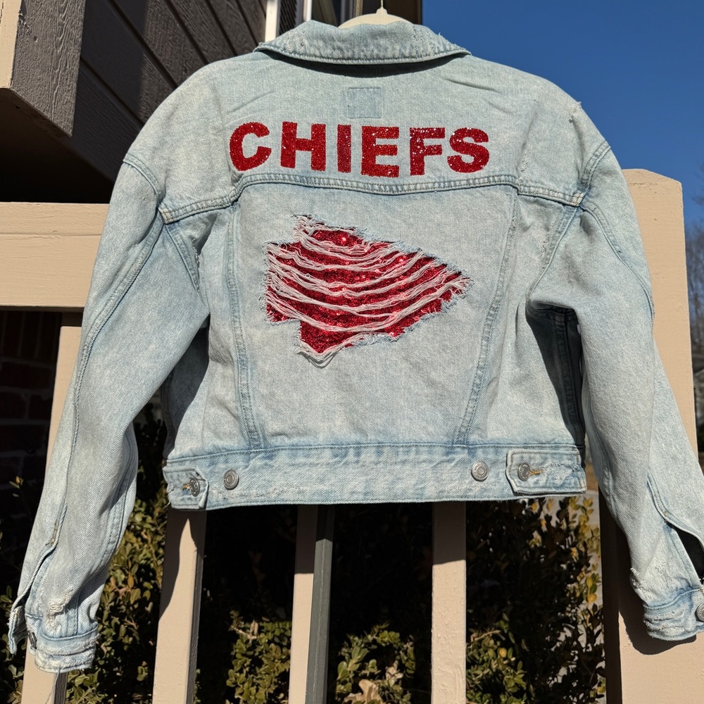 Custom Kansas City Chiefs Women’s Denim‎ Jacket